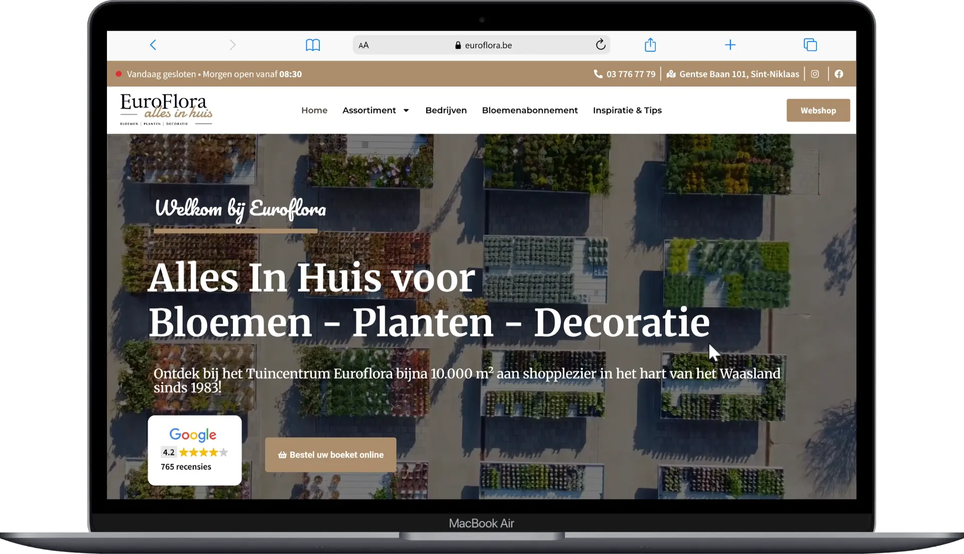 Euroflora website preview op MacBook